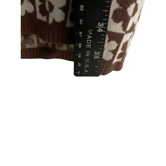 Hollister Brown Cream Floral Knit Dress Y2K Cottagecore Tank Midi L Retro - Picture 3 of 10